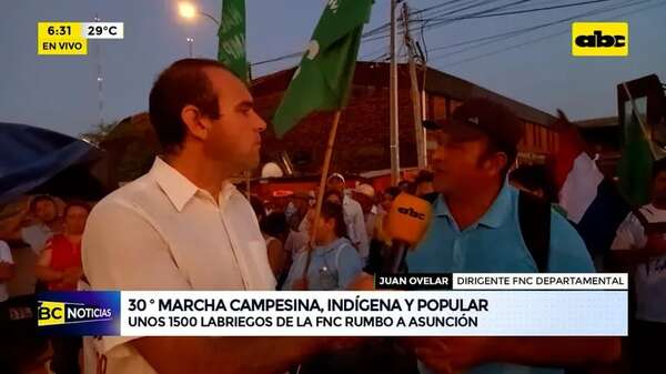 Video: 1.500 labriegos parten desde Coronel Oviedo hacia el ex Seminario Metropolitano de Asunción - ABC Noticias - ABC Color