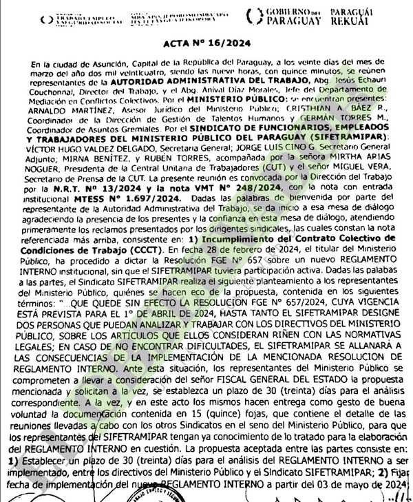 Nuevo reglamento interno dentro del Ministerio Público queda postergado