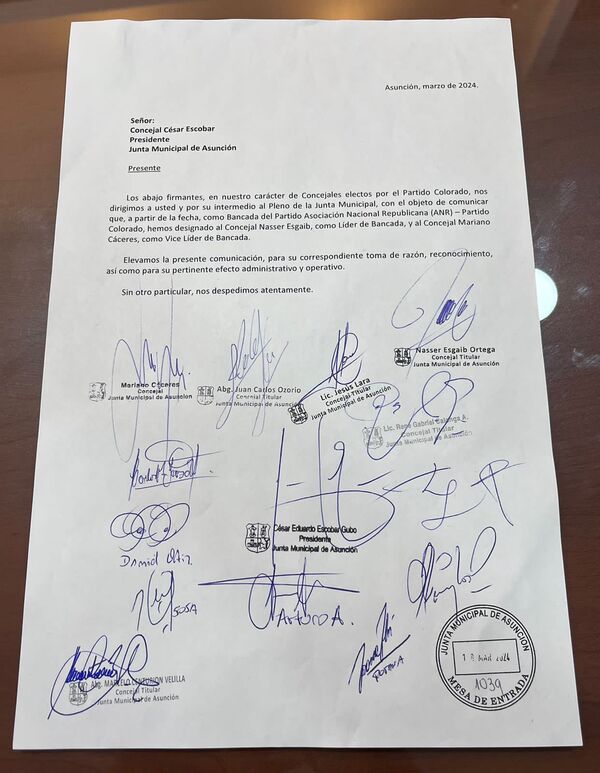 Concejales colorados de Asunción unifican bancada en la Junta Municipal - El Trueno