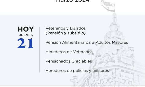 Adultos mayores, veteranos y otros pensionados cobran hoy