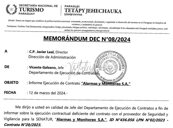 Recisión de contrato en Senatur - El Independiente