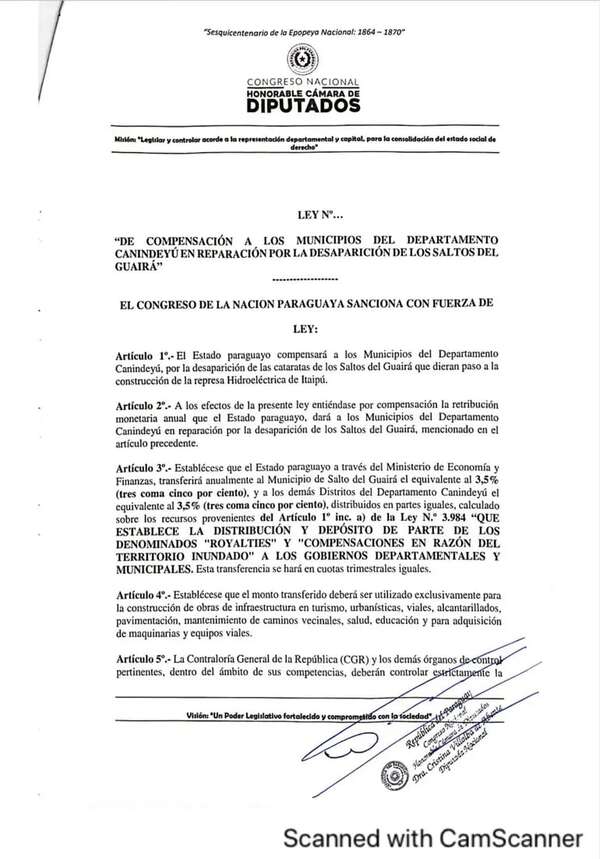 “La Madrina” busca castigar a Saltos del Guairá con nuevo proyecto de ley de resarcimiento - Política - ABC Color