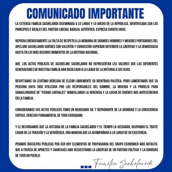 Familia de ex dirigente liberal que se une al Partido Colorado desmiente comunicado - ADN Digital