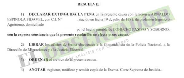 Extinguen pena por culminación del periodo de prueba para acusados por soborno y cohecho