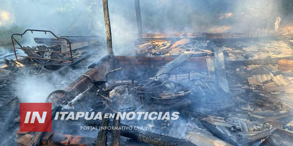 INCENDIO CONSUMIÓ LA TOTALIDAD DE UNA VIVIENDA EN TOMÁS R.PEREIRA - Itapúa Noticias