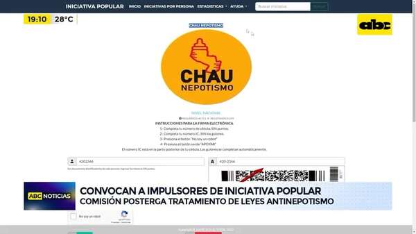 Video: convocan a impulsores de iniciativa popular ‘’Chau Nepotismo’' - ABC Noticias - ABC Color