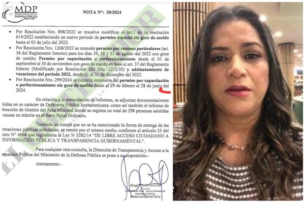 Hace 8 años defensora pública es privilegiada con permisos especiales, de capacitación, etc.