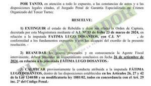Imputada por tráfico de drogas accede al arresto domiciliario