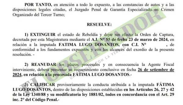 Imputada por tráfico de drogas accede al arresto domiciliario
