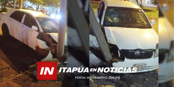 CONDUCTOR FUE APREHENDIDO TRAS CHOCAR UNA COLUMNA EN HOHENAU - Itapúa Noticias