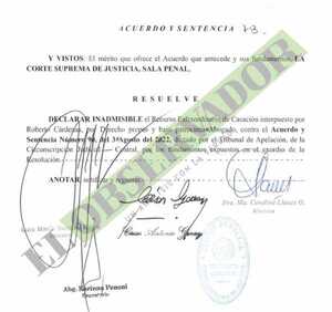 Casación de Roberto Cárdenas contra juicio por medición de la pena es declarada inadmisible