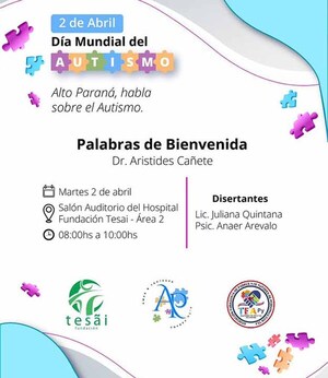 Invitan a charla sobre el Trastorno del Espectro Autista (TEA) en la Fundación Tesãi | DIARIO PRIMERA PLANA