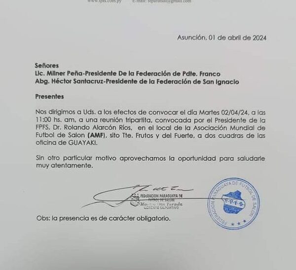 Convocan a presidentes de Franco y San Ignacio