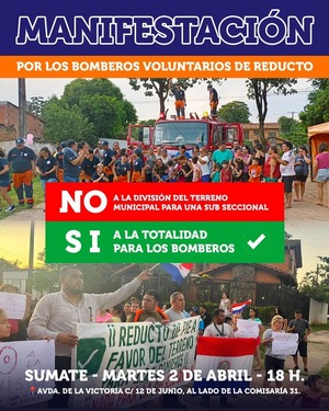 Presidente de bomberos de Reducto estaría de acuerdo con división de terreno, pero oposición insiste con manifestación - San Lorenzo Hoy