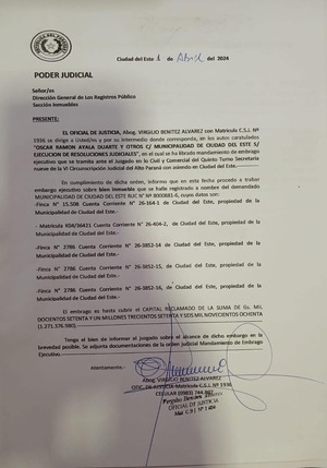 Por falta de pagos embargan bienes de la Municipalidad de Ciudad del Este - La Tribuna