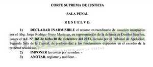 Sala Penal otorga vía libre para juicio a Denilso Sánchez Garcete