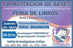Realizarán feria de libros y capacitación sobre bases de datos jurídicos en Encarnación