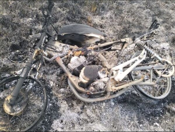 CAÍDA DE MOTOCICLISTA Y POSTERIOR INCENDIO DEL BICICLO