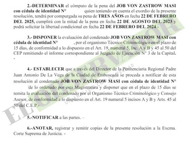 A Ultranza Py: Ordenan evaluar condiciones de condenados en procedimiento abreviado