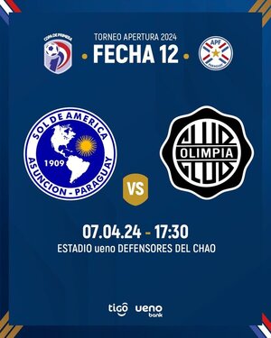 Copa de Primera: Sol de América recibe a Olimpia en el estadio ueno Defensores del Chaco - ADN Digital