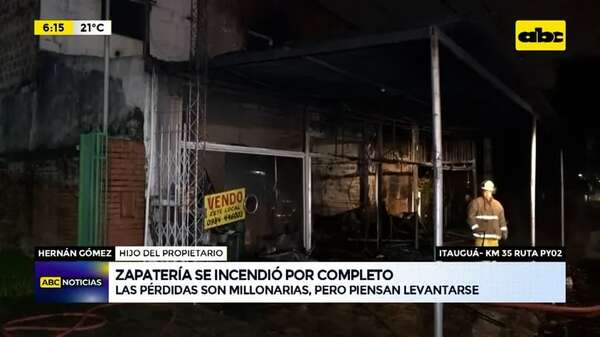 Video: Zapatería de Itauguá se incendió por completo - ABC Noticias - ABC Color