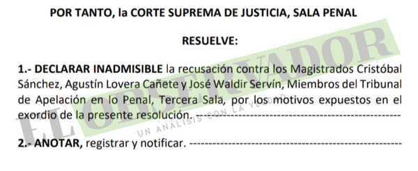 Patricia Samudio insiste con recusación a camaristas y Sala Penal declara inadmisibilidad
