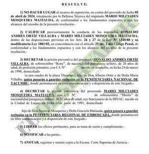 Prisión preventiva para presuntos implicados en carga de cocaína encontrada en el Silvio Pettirossi