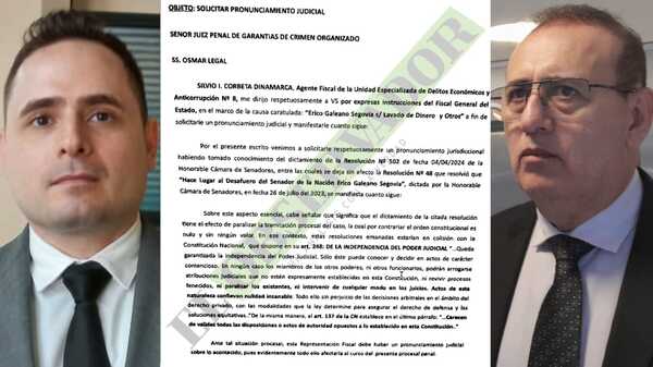 Fiscal solicita pronunciamiento sobre retorno de fueros a Erico Galeano