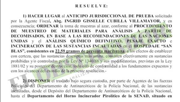 Ordenan extracción y destrucción de evidencias sobre causa de tráfico de marihuana