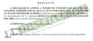 Rechazan incidente de abogada implicada en provisión de documentos falsos al narco Walter Galindo
