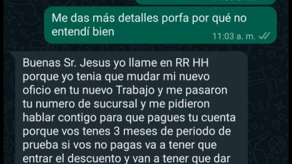 Cobrador llamó a la empresa y el trabajador fue rajado