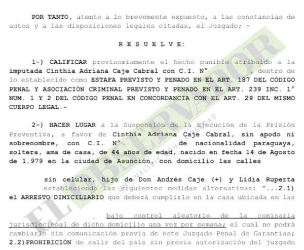 Venta de cargos: Arraigo y colaboración con permiten arresto domiciliario para procesada