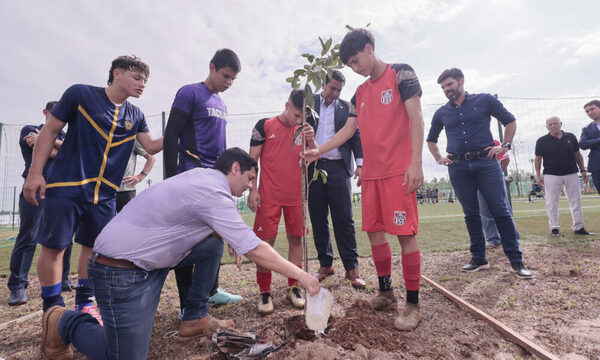 APF y A Todo Pulmón plantan árboles en el semillero de fútbol paraguayo