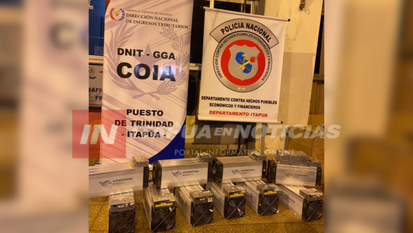 INCAUTAN VEHÍCULO QUE TRANSPORTABA MÁQUINAS MINADORAS DE CRIPTOMONEDAS - Itapúa Noticias