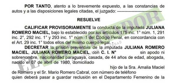 lican prisión preventiva con verificación de salud para actuaria judicial tras descompensación