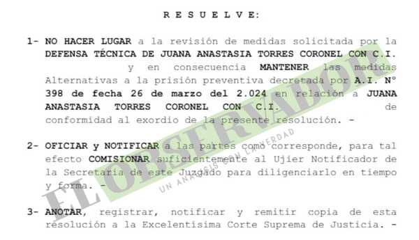 Por falta de hechos nuevos mantienen arresto domiciliario para imputada por venta de cargos en el IPS