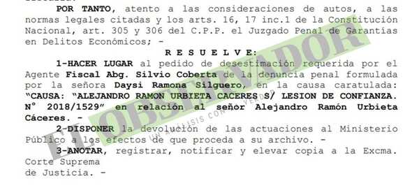 Desestiman denuncia contra Alejandro Urbieta, por supuesta venta irregular de tierras