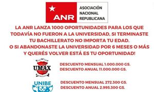ANR lanzó 1.000 oportunidades de estudios universitarios para los que nunca empezaron la facu