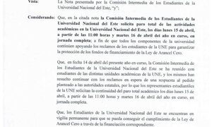 Estudiantes reanudaron paro académico en la UNE