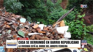 Vivienda aledaña al arroyo Ferreira se vino abajo - Noticias Paraguay