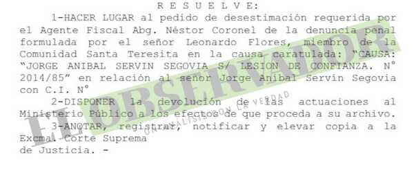 Por pedido fiscal se desestima causa penal al extitular del Instituto Nacional del Indígena (INDI)