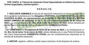 Cámara confirma admisión de imputación contra el exfiscal Florencio Pereira y su esposa