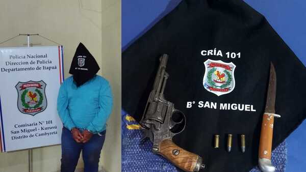 Detienen a hombre con armas y cartuchos en Cambyretá