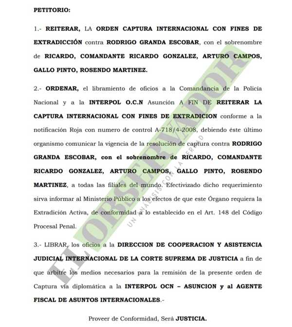 Querella solicita reiterar pedido de extradición de colombiano involucrado en crimen de Cecilia Cubas 
