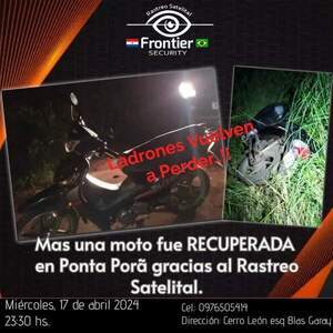Víctima de asalto recuperó su motocicleta gracias a Frontier Security - Radio Imperio 106.7 FM