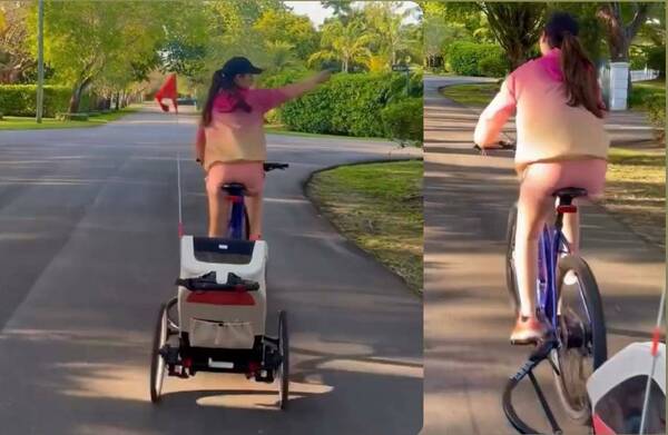 [VIDEO] Nadia Ferreira ya pasea en bici a su peque Marquito