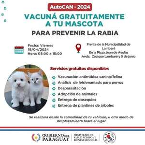 AutoCAN: jornada de vacunación y desparasitación gratuita para mascotas en Lambaré hoy - Mascotas - ABC Color