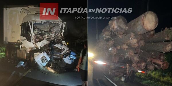 CHOQUE ENTRE CAMIONES DEJÓ TRES PERSONAS HERIDAS EN FRAM - Itapúa Noticias