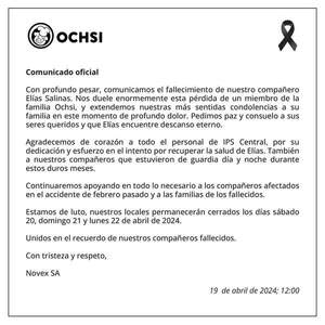 Muere el cuarto funcionario de Ochsi por fuga de amoniaco - La Tribuna