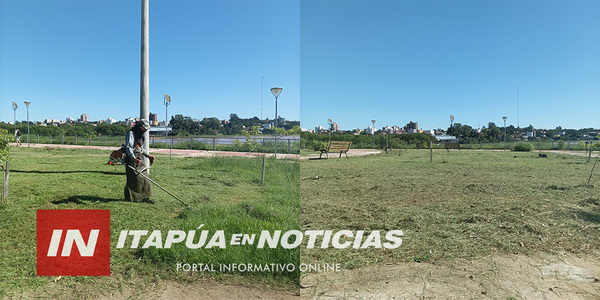 CONTINÚAN LIMPIEZAS DE ÁREAS VERDES EN EL DISTRITO DE CAMBYRETÁ - Itapúa Noticias